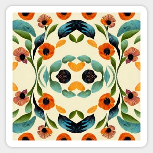 Seamless pattern of summer colored flowers and leaves Sticker